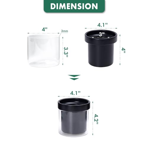 Phoenix Vine 4 Inch Self Watering Planter Pot, Black Terracotta Clay Pot with Glass Reservoir for Indoor Plants, Herbs, Flowers, Set of 4, 52-C-E-4 - color: Black, size: 4" (4 Pack)