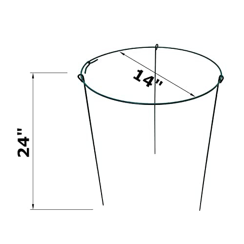 10 Pack 14" Wide x 24" High Peony Cage Rings Garden Plant Support Brace Round Metal Plant Stakes Rings, Strong Large Garden Supports for Flowers, Peonies, Rose, Lily - size: 14"x24" Pack of 10