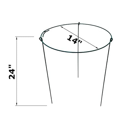 10 Pack 14" Wide x 24" High Peony Cage Rings Garden Plant Support Brace Round Metal Plant Stakes Rings, Strong Large Garden Supports for Flowers, Peonies, Rose, Lily - size: 14"x24" Pack of 10