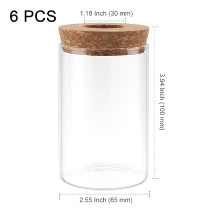 PINGEUI 6 PCS Glass Planter Vase, Plant Propagation Terrarium with Cork Lid, Plant Propagation Jars for Succulents, Herbs