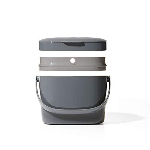 OXO Good Grips Easy-Clean Compost Bin, Charcoal, 1.75 Gal/6.62 L - color: Charcoal, size: 1.75 Gallon