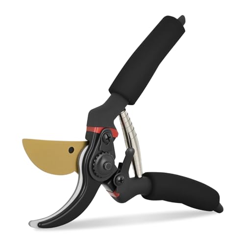 Yesker Pruning Shears for Gardening 8" Professional Bypass Garden Scissors Yard Clippers with Sharp Carbon Steel Blade Heavy Duty Hand Pruners for Branch Flower Plant Trimming Cutting Gardening Tools - size: 1PCS 8" Black & Red