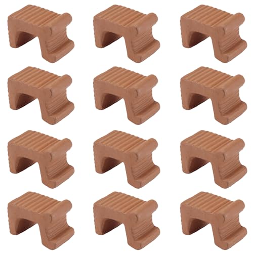 LemonRoad 12 Set Terra Cotta Cement Pot Feet for Outdoor Planters,Brown - color: Terra Cotta