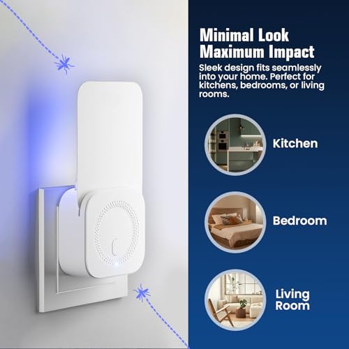 Glevro® 1 Fruit Fly Traps for Indoors & 5 Adhesive Cartridges - Plug in Fly Trap Indoors - Gnat Traps – Bug Light Trap Indoor – Flying Insect Traps Indoor - style: 1 Device & 5 Refill