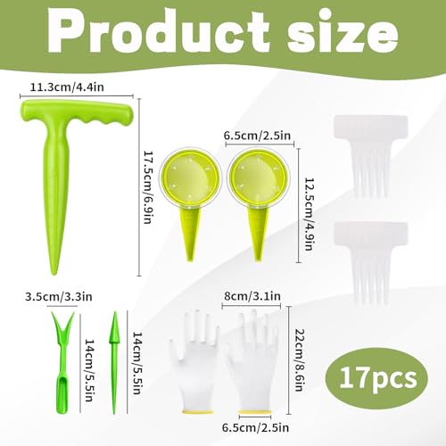 Seed Planter Tool, 17-Piece Gardening Kit with Seed Planter, Dibber, and Plant Labels, Ideal for Indoor and Outdoor Planting, Made of Durable Plastic Materials