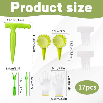 Seed Planter Tool, 17-Piece Gardening Kit with Seed Planter, Dibber, and Plant Labels, Ideal for Indoor and Outdoor Planting, Made of Durable Plastic Materials