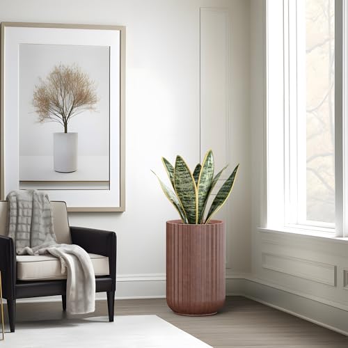 Kante Large Round Column Rusty Concrete Planter 21.7" Tall, Outdoor - color: Rusty, size: 14"w x 21.7" h