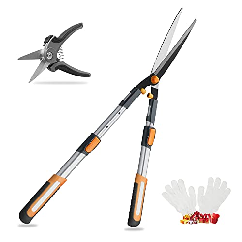 AIRAJ Telescopic Hedge Clippers & Shears,Extendable Hedge Clippers Heavy Duty,7.5" Sharp Pruning Shears,Garden Trimmers,Hand Loppers,Grass Clippers Shears Set,for Trimming Borders,Boxwood,and Bushes
