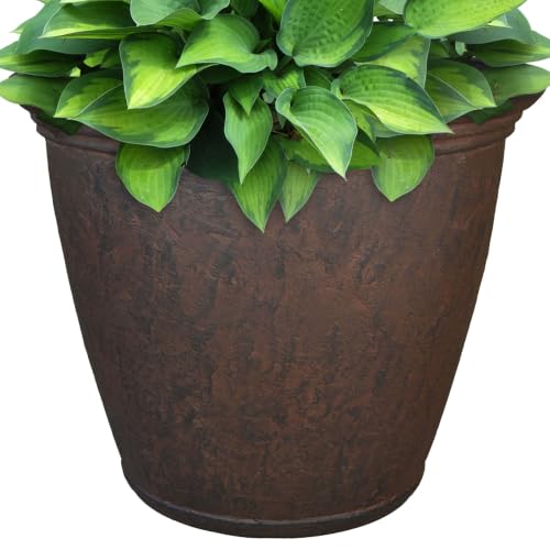 Sunnydaze Anjelica 15.25'' Large Plastic Planter Pot for Plants, Rust - color: Rust, size: 15.25 in