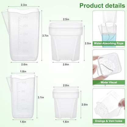 2" Clear Self Watering Pots for Indoor Plants,16PCS Mini Plastic Nursery Planters with Water Level Indicator & Drainage Holes for Propagation,Succulents,Seedling,African Violet,Plant Labels - size: 2 Inch