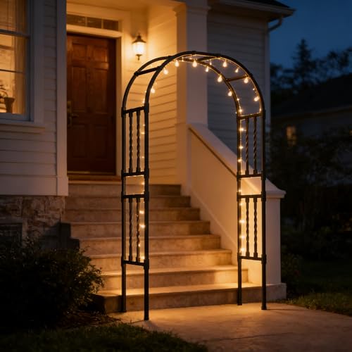 Square Tube Metal Garden Arbor Trellis,5.9x7.9FT - color: 5.9 FT L/Black, size: Full Arch
