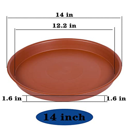 4 Pack Plant Saucer, 13 14 16 18 inch Heavy Duty Plastic Plant Saucer Round, Plant Tray for Pots, Flower Plant Saucers for Indoors, Plant Trays for Planter 12-15" (14 inch, Terracotta) - size: 14" (4 pack)