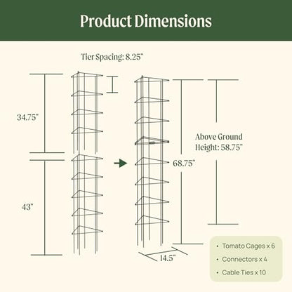 Vego 3-Panel Tomato Cage for Garden & Pots, Rust-Resistant Tomato Stakes Plant Cage Trellis Support for Climbing Vegetables Plants - 14.5" Triangle 3 Pack - size: 14.5 inch