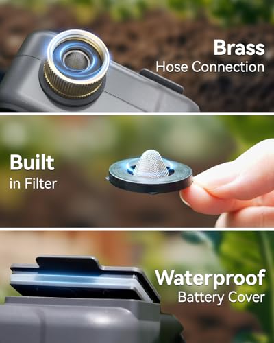 RAINPOINT Sprinkler Timer for Garden Hose - Hose Timer with Cycle & Soak/Rain Delay/Automatic Watering/Manual Watering, Programmable Irrigation System with Large Display for Lawn, Yard, Brass Inlet - color: Mint Green