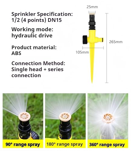 360° Adjustable Lawn & Garden Sprinkler - Durable ABS Ground Spike Sprinkler System for Grass, Yards & Flower Beds | Connectable Design for Wider Coverage（2pcs）