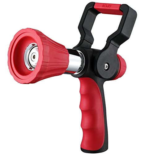 FANHAO High Pressure Fireman's Spray Nozzle, Heavy Duty Metal Hose Nozzle - color: Red