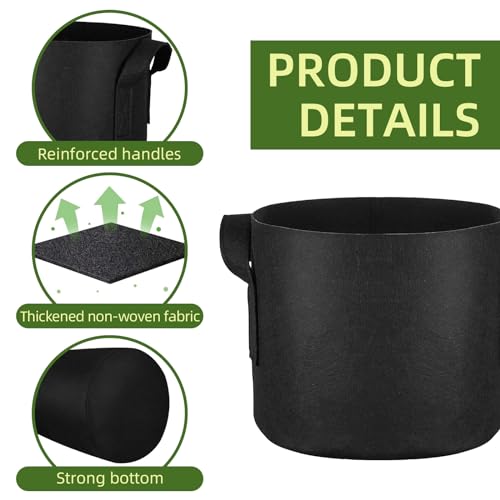 24 Pack 7 Gallon Grow Bags, Heavy Duty Thickened Aeration Fabric Pots with Handles for Vegetable/Flower/Plant - size: 7 Gallon