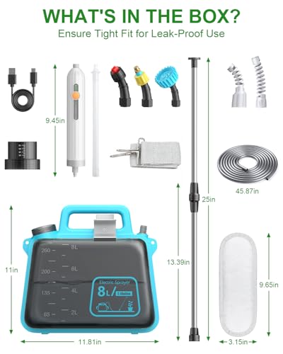 Battery Powered Garden Sprayer 2 Gallon, Electric Pump Sprayer with 3 Mist Nozzles, Rechargeable Handle, Telescopic Wand, Adjustable Strap, Water Spray Weed Sprayer for Lawn, Garden, Yard, Plants - size: 2 GAL
