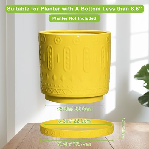 Eightpot Plant Saucers for Indoors, 9.3 Inch Plant Pot Saucers, Plant Drip Trays for Indoor Outdoors, Round Plants Plates to Catch Water, Boho Decorative Plants Dishes to Catch Water, Yellow - color: Yellow, size: 9.3 Inch
