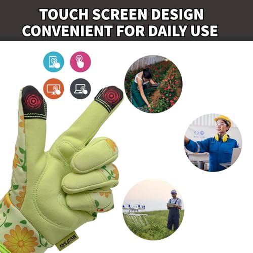 Cute Pattern Gardening Gloves,Thornproof Garden Glove,Gardener Gift - color: 1 Pair Per Pack-chartreuse Palm, size: Medium