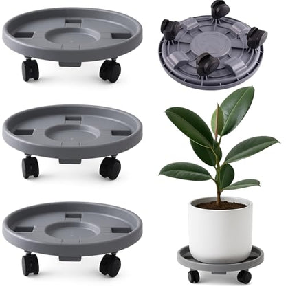 Rolling Plant Stand Outdoor 3 Pack 13 Inch Plant Caddy with Wheels, Grey - color: Grey, size: 13 inch