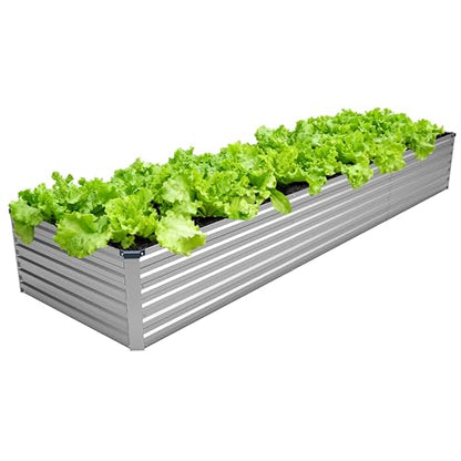 MGNO 12x2x1.5FT Galvanized Raised Garden Bed-Outdoor Planter Box for Vegetables-Metal Garden Bed,RRectangle Planting Box for Herb,Flower - size: 12x2x1.5FT, style: Sliver