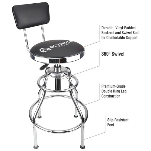 Olympia Tools 82-738 Adjustable Hydraulic Work Stool, Black - style: L - Shaped
