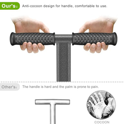 Dolibest Bulb Planter Tool w/Soft Grip, Grass Plugger Tool w/Stainless Steel Sharp Serrations, Depth Adjust Pre-Assembled Sod Plugger w/Centre Auto Dump Design for Lawn Planting Bulbs and Grass Repair - color: Black B- 3-6'' depth adjustable