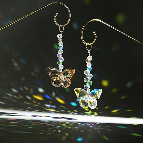 6 Pcs Colorful Butterfly Crystal Suncatcher Garden Plant Stake for Planter - color: 6 Pack Butterfly
