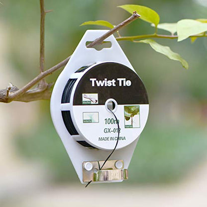 328ft (100m) Twist Ties, Plant Ties for Vines Garden Wire with Cutter for Gardening Home Office, Multi-Function Black Plastic Coated Wire - color: Black