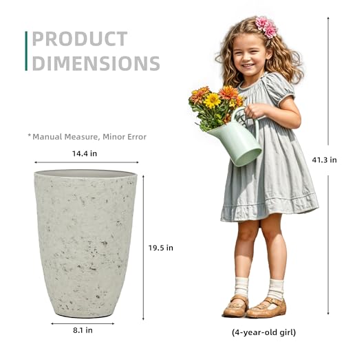 19.5" Tall Resin Planters Set of 2, Faux Birch Bark, White - color: 19.5"h-faux Birch Bark