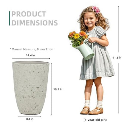 19.5" Tall Resin Planters Set of 2, Faux Birch Bark, White - color: 19.5"h-faux Birch Bark