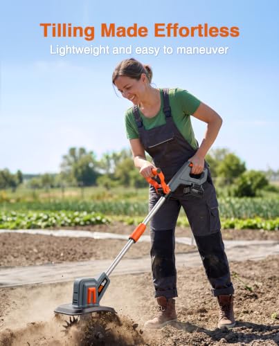 Cordless Tiller Cultivator for Gardening, Battery Powered Garden Rototiller - size: 9 inch x7 inch