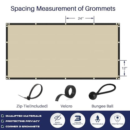 WINDSCREEN4LESS 6' x 1' Privacy Fence Screen in Beige Tan W/ Brass Grommet 85% Blockage Windscreen Outdoor Mesh Fencing Cover Netting 150GSM Fabric - Custom Size - color: Beige, size: 6' x 1'