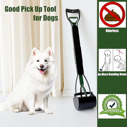 32'' Pooper Scooper for Large Small Dogs Heavy Duty, Long Handle Poop Scoop for Yard, Grass, Gravel, Dog Poop Grabber with High Strength Material and Durable Spring(Dark Green) - size: 1 Piece(32-inch length)Dark Green