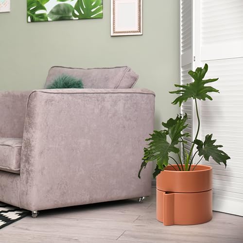 8 Inch Self-Watering Planter Pot with Terracotta Insert, Deep Water Reservoir, and Ceramic-Alike BPA-Free Plastic Planter Pot for Plant, Modern Planter for Houseplants, Terracotta, 53-A-T-3 - color: Terracotta, size: 8 Inch