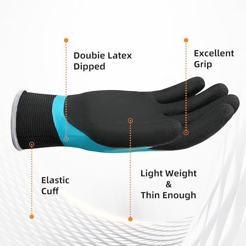 DULFINE Waterproof Touch Screen 1/3 Pairs Work Gloves for Men & Women - size: X-Large