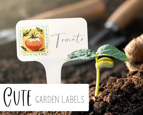 Herb Garden and Vegetable Label Signs - 50/120 PC Veggie Plastic Markers Stakes Picks Tags with Cute Name Stickers for Indoor Outdoor Potted Planter Planting Seed Nursery Bottle Supplies (50, Cottage)