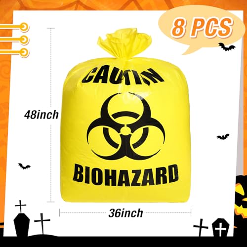 Qilery 4 Pcs Large Halloween Lawn Leaf Trash Bags Outdoor,Biohazard - style: Biohazard
