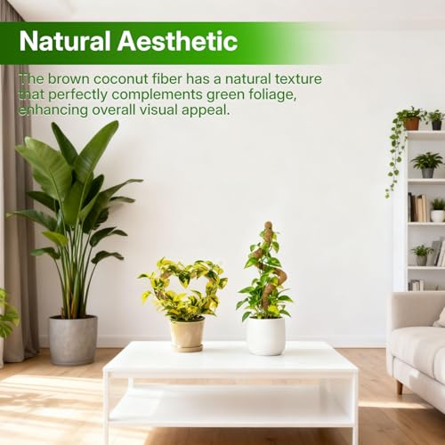 Mcbazel 2 Pack 31.5 Inch Bendable Moss Pole for Plants Monstera - Coco Coir Plant Support Stakes for Climbing Indoor Pothos, Potted Climbers & Philodendron - Flexible Stick Kit with Full Garden Ties - size: 2x80CM/31.5inch