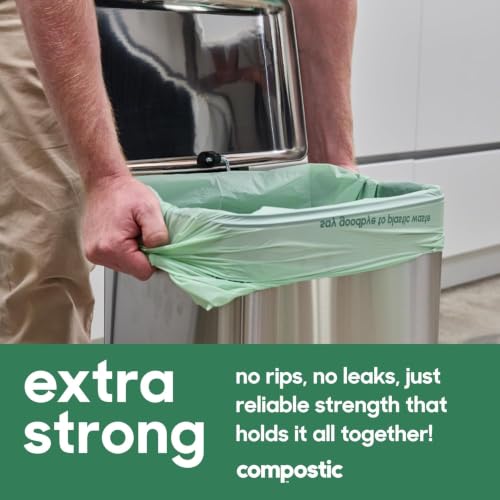 Compostic Compostable Trash Bags, 1.6 Gallon Mini Bin, 200 Ct - size: 200 Count (Pack of 1), style: Mini 1.6 Gallon