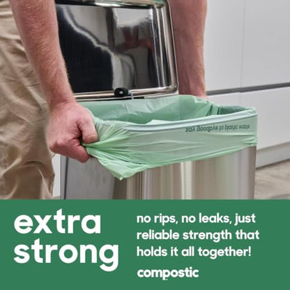 Compostic Compostable Trash Bags, 1.6 Gallon Mini Bin, 200 Ct - size: 200 Count (Pack of 1), style: Mini 1.6 Gallon