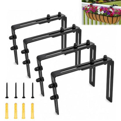 2 Pack Metal Window Box Brackets Adjustable Railing Planter Boxes Brackets