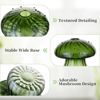Glasseam Mushroom Glass Plant Propagation Station, 10 Pcs Terrarium Jar - color: Green, size: 10