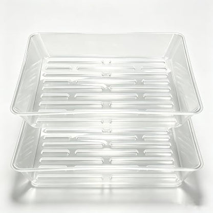 2 Pack 10 Inch Square Plant Saucer No Holes, Heavy Duty Plastic Drip Tray for Potted Plants, Clear - color: Clear, size: 10" - 2 Pack