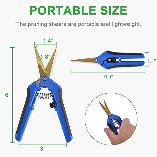 GROWNEER 3 Packs Pruning Shears with Straight Precision Blades, 6 Packs Shears with Curved Blades Gardening Hand Pruning Snips