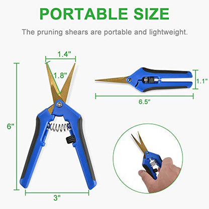 GROWNEER 3 Packs Pruning Shears with Straight Precision Blades, 6 Packs Shears with Curved Blades Gardening Hand Pruning Snips