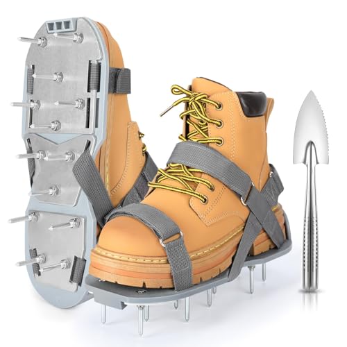 Lawn Aerator Shoes for Grass - Pre-Assembled Grass Aerator Shoes for Lawn - Soil Yard Aerator Tool for Aerating Patio Garden, Gray, Medium Size - color: Gray, size: Medium