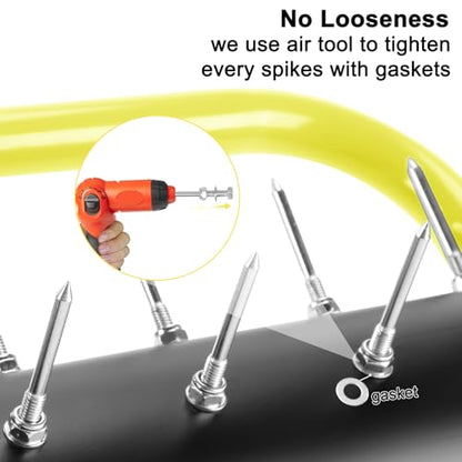 21" Rolling Lawn Aerator, 45 Preassembled Spikes, Only Needs 3-5 Minutes to Assemble, No Looseness, Good Package, 75" Long Handle with Quick Clip Connections, U-Shape Construction - Yellow. - size: Yellow