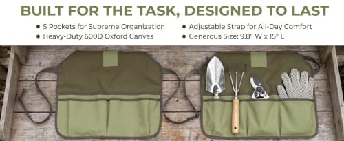 Gardening Apron with 5 Pockets Canvas Tool Apron with Adjustable Straps Waterproof Work Apron for Gardening DIY & Floral Arranging - color: Apron